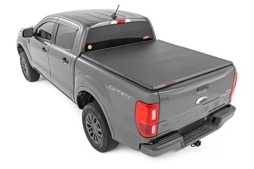 Rough Country - 41219500 | Rough-Country Bed Cover | Tri Fold | Soft | 5' Bed | Ford Ranger 2WD/4WD (19-24)