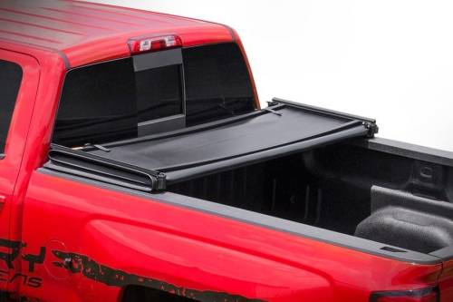 Rough Country - 41288650 | Rough-Country Bed Cover | Tri Fold | Soft | 6'7" Bed | Chevrolet/GMC 1500 Truck 2WD/4WD