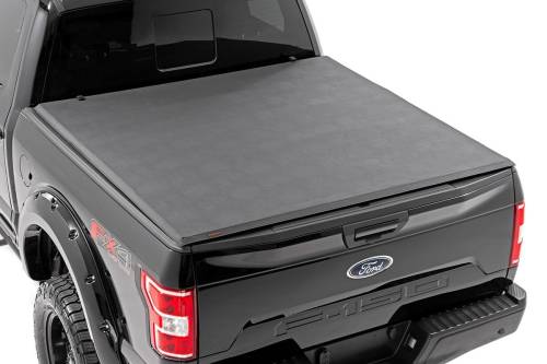 Rough Country - 41509550 | Rough-Country Bed Cover | Tri Fold | Soft | 5'7" Bed | Ford F-150 2WD/4WD (09-14)