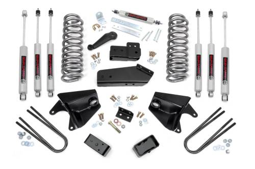 Rough Country - 465B33 | Rough-Country 4 Inch Lift Kit | Quad Front Shocks | Rear Blocks | Ford Bronco (80-96)