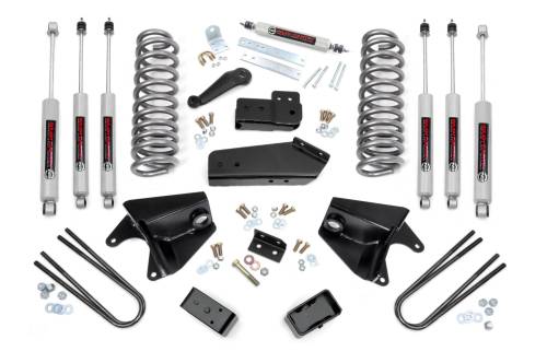 Rough Country - 465B33 | Rough Country 4 Inch Lift Kit | Quad Front Shocks | Rear Blocks | Ford Bronco (80-96)