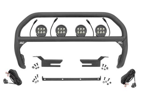 Rough Country - 51039 | Rough Country Nudge Bar with 3.5 Inch Round w/ Amber DRL Lights (2021-2024 Bronco 4WD)