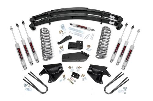 Rough Country - 520B33 | Rough Country 4 Inch Lift Kit For Ford Bronco 4WD | Quad Front Shocks, Rear Leaf Springs