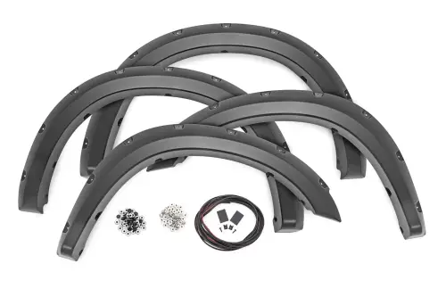 Rough Country - F-D21011A | Rough Country Pocket Fender Flares For Ram 2500/3500 (2011-2018) | Flat Black