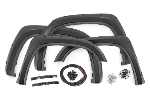 Rough Country - F-T11411A | Rough Country Pocket Fender Flares For Toyota Tundra 2/4WD (2014-2021) | Flat Black