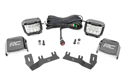 Rough Country - 71052 | Rough-Country LED Ditch Light Kit | 2in Black Series Spot Beam (2014-2018 Silverado, Sierra 1500)