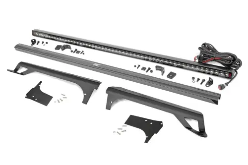 Rough Country - 80588 | Rough Country 50 Inch Straight LED Light Bar With Upper Windshield Mounts For Jeep Wrangler, Rubicon & Unlimited | Spectrum Series Lights, Single Row