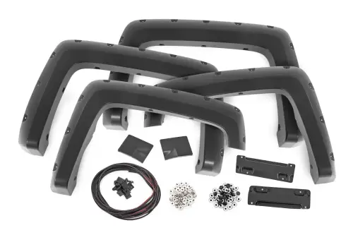 Rough Country - F-C11412B | Rough Country Pocket Fender Flares Chevrolet Silverado 1500 (2014-2018) / 2500 HD (2015-2019) | 6'7 & 8' Bed, Flat Black