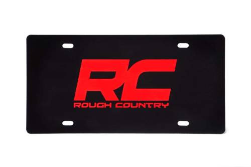 Rough Country - 84180 | Rough Country License Plate | Vinyl, Red Logo With Black Background