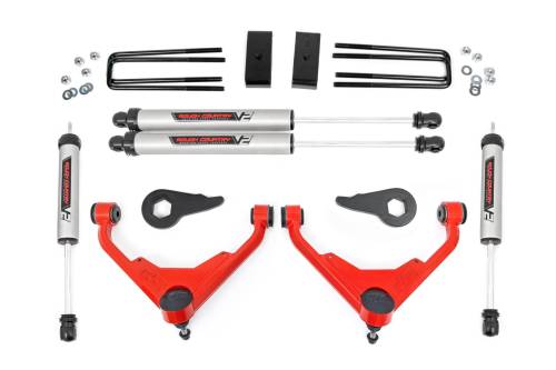 Rough Country - 859670RED | Rough-Country 3 Inch Lift Kit | FT Code | V2 | Chevrolet/GMC 2500HD (01-10)