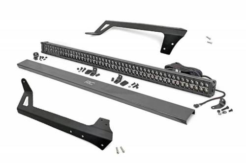 Rough Country - 70504BLDRL | Rough Country LED Light | Windshield Mnt | 50" Black Dual Row | White DRL | Jeep Wrangler JK (07-18)