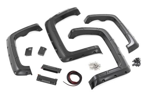 Rough Country - A-C11412-GB8 | Rough Country Defender Fender Flares For Chevy Silverado 1500 (2014-2018) / Silverado 2500HD (2015-2019) | 6' 7" & 8' Bed, Mosaic Black