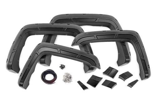 Rough Country - A-G11611-GAZ | Rough Country Defender Fender Flares For GMC Sierra 1500 (2014-2018) / Sierra 2500 HD (2015-2019) | Summit White