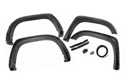 Rough Country - A-T11411 | Rough Country Defender Pocket Fender Flares For Toyota Tundra 2WD/4WD (2014-2021) | Flat Black