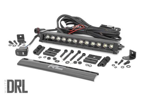 Rough Country - 70712BLDRLA | Rough-Country 12 Inch Black Series LED Light Bar | Single Row | Amber DRL