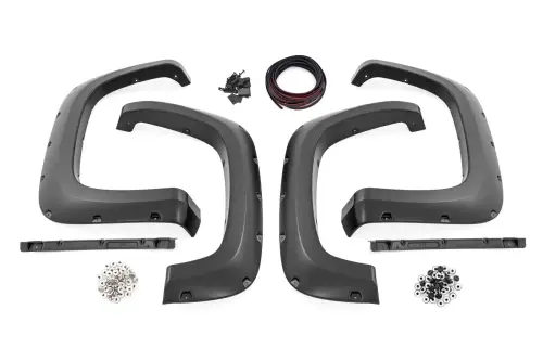 Rough Country - F-C12011 | Rough Country Pocket Fender Flares Chevrolet Silverado 2500 HD / 3500 HD (2020-2025) | Flat Black