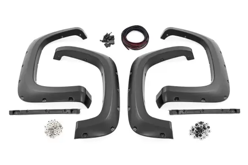 Rough Country - F-C12011A-GAN | Rough Country Pocket Fender Flares Chevrolet Silverado 2500 HD / 3500 HD (2020-2025) | Silver Ice Metallic
