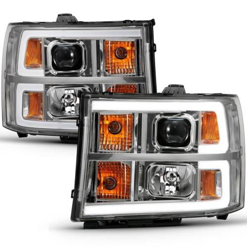 Anzo USA - 111483 | Anzo Projector Headlights Plank Style Chrome (2007-2013 Sierra 1500, 2007-2014 Sierra 2500 HD, 3500 HD)