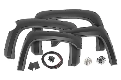 Rough Country - F-C11612A | Rough Country Pocket Fender Flares For Chevrolet Silverado 1500 (2007-2013) | 5' 9" Bed, Flat Back