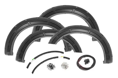 Rough Country - A-F20231-JS | Rough Country Defender Pocket Fender Flares For Ford F-250 / F-350 Super Duty (2023-2024) | Iconic Silver