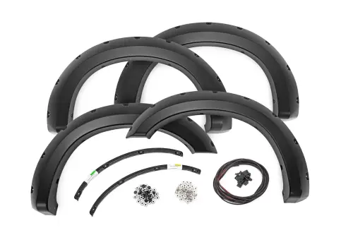 Rough Country - F-F21111A | Rough Country Pocket Fender Flares For Ford F-250 / F-350 Super Duty (2011-2016) | Flat Black
