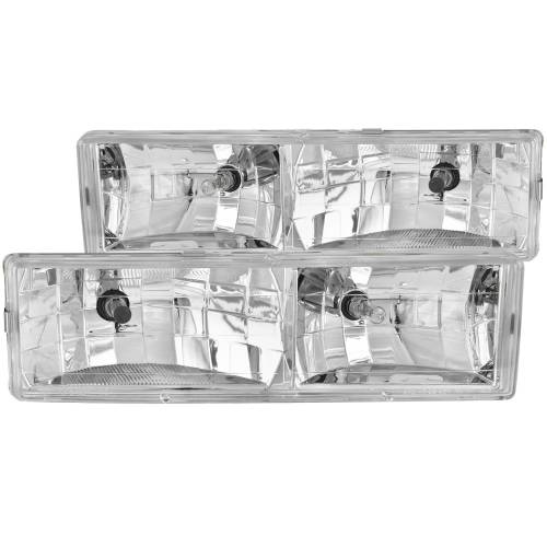 Anzo USA - 111004 | Anzo USA Crystal Headlights Chrome (1988-1998 C,K1500, 2500 | 1988-2000 C,K3500 | 1992-1999 Suburban Tahoe, Yukon)