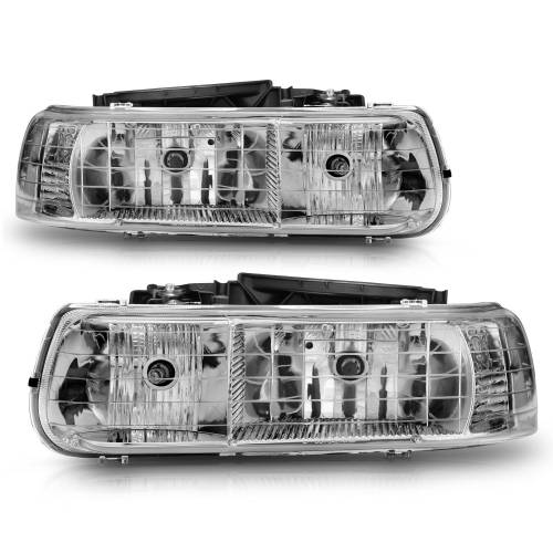 Anzo USA - 111011 | Anzo USA Crystal Headlights Chrome (1999-2002 Silverado 1500, 2500 | 2001-2002 Silverado 3500 | 2000-2006 Suburban, Tahoe)