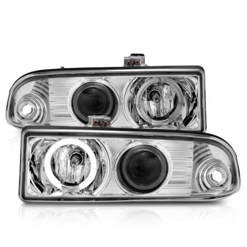 Anzo USA - 111016 | Anzo USA Projector Headlights w/ Halo Chrome (1998-2004 S10 Pickup, Blazer)