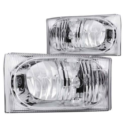 Anzo USA - 111023 | Anzo USA Crystal Headlights Chrome (1999-2004 F250, F350 Super Duty | 2000-2004 Excursion)