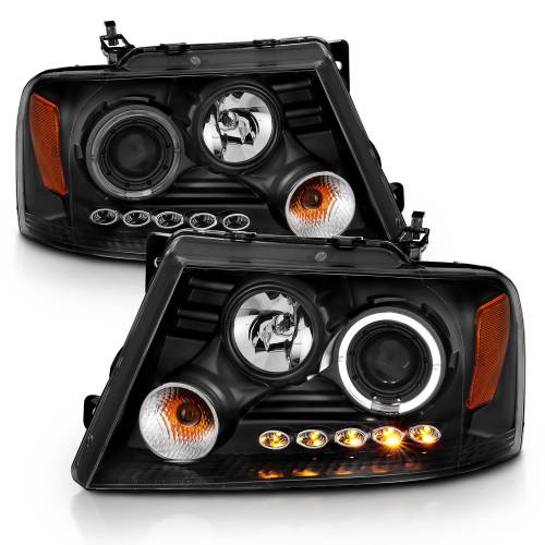 Anzo USA - 111028 | Anzo USA Projector Headlights w/ Halo & LED Black (2004-2008 F150, 2006-2008 Mark LT)