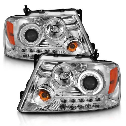 Anzo USA - 111029 | Anzo USA Projector Headlights w/ Halo & LED Chrome (2004-2008 F150, 2006-2008 Mark LT)