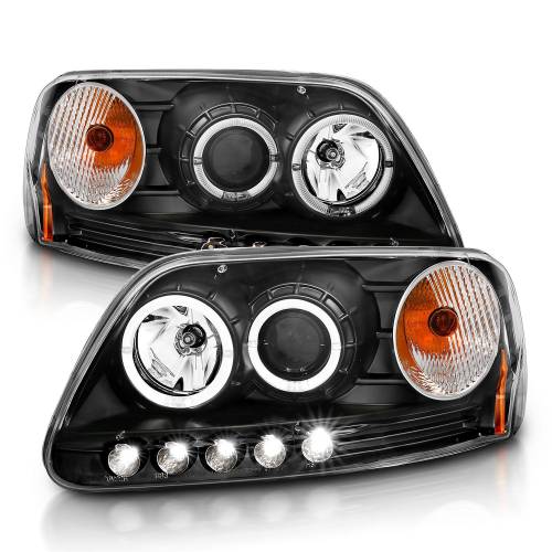 Anzo USA - 111031 | Anzo USA Projector Headlights w/ Halo & LED Black 1 PC (1997-2003 F150, 1997-2002 Expedition)