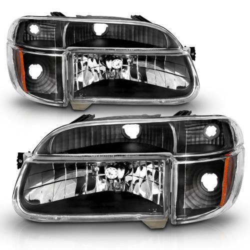 Anzo USA - 111039 | Anzo USA Crystal Headlights Black w/ Corner Lights 2pc (1995-2001 Explorer, 1997 Mountaineer)