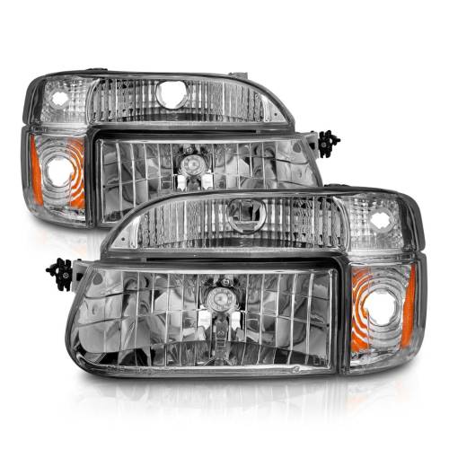 Anzo USA - 111040 | Anzo USA Crystal Headlights Chrome w/ Corner Lights 2pc (1995-2001 Explorer, 1997 Mountaineer)