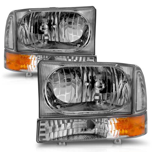 Anzo USA - 111081 | Anzo USA Crystal Headlights Chrome w/ Corner Lights 2PC (2000-2004 Excursion | 1999-2004 F250, F350 Super Duty)