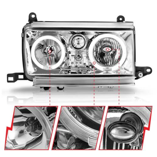 Anzo USA - 111092 | Anzo USA Crystal Headlights w/ Halo Chrome (1991-1994 Land Cruiser)