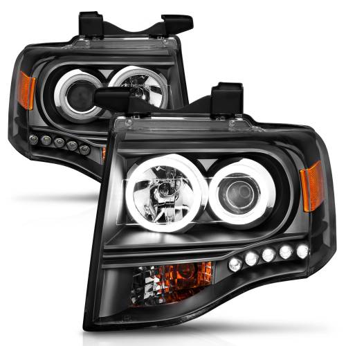 Anzo USA - 111113 | Anzo USA Projector Headlights w/ RX Halo Black (2007-2014 Expedition)