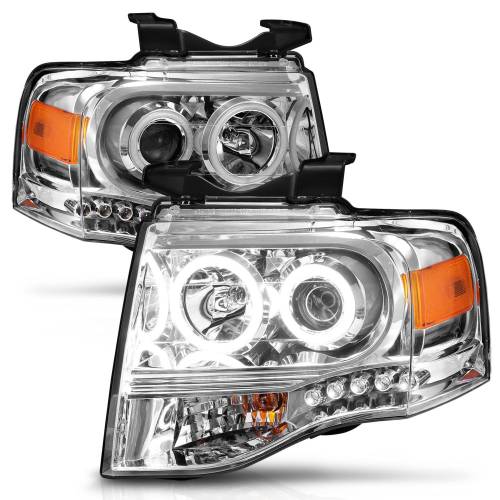 Anzo USA - 111114 | Anzo USA Projector Headlights w/ RX Halo Chrome (2007-2014 Expedition)