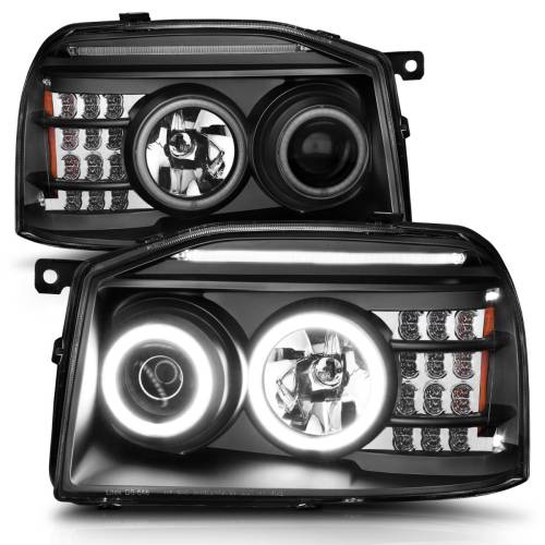 Anzo USA - 111172 | Anzo USA Projector Headlights w/ RX Halo Black (2001-2004 Frontier)