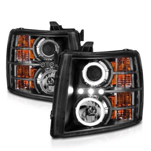 Anzo USA - 111200 | Anzo USA Projector Headlights w/ Halo Black (2007-2013 Silverado 1500 | 2007-2014 Silverado 2500 HD, 3500 HD)