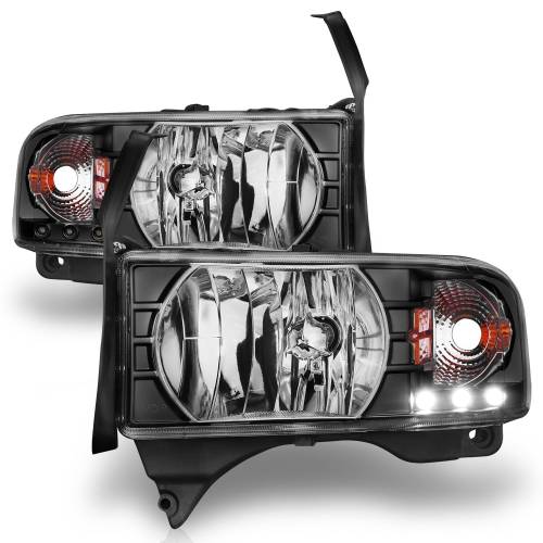 Anzo USA - 111205 | Anzo USA Crystal Headlights Black w/ LED (1994-2001 Ram 1500 | 1994-2002 Ram 2500, 3500)