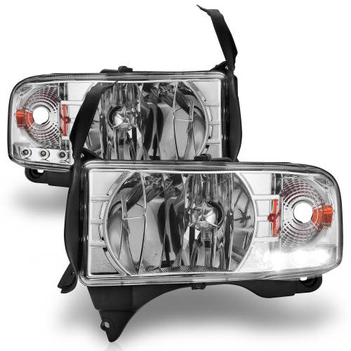 Anzo USA - 111206 | Anzo USA Crystal Headlights Chrome w/ LED (1994-2001 Ram 1500 | 1994-2002 Ram 2500, 3500)