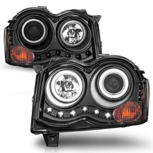 Anzo USA - 111213 | Anzo USA Projector Headlights w/ RX Halo Black (2008-2010 Grand Cherokee)