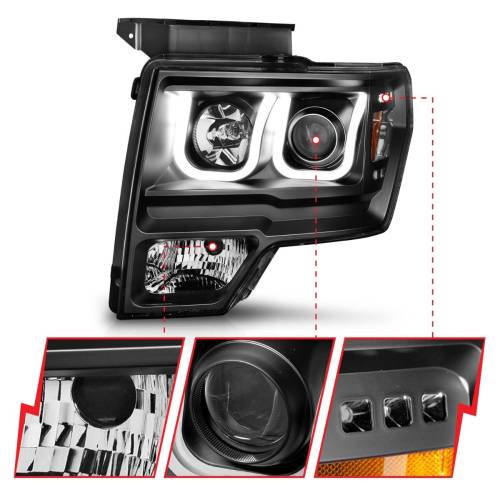 Anzo USA - 111263 | Anso USA Projector Headlights w/ U-Bar Black (2009-2014 F150)