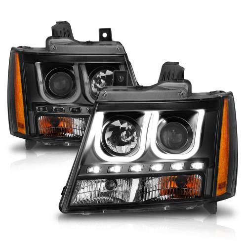 Anzo USA - 111273 | Anzo USA Projector Headlights w/ U-Bar Black (2007-2013 Avalanche | 2007-2014 Suburban, Tahoe)