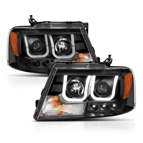 Anzo USA - 111288 | Anzo USA Projector Headlights w/ U-Bar Black (2004-2008 F150 | 2006-2008 Mark LT)