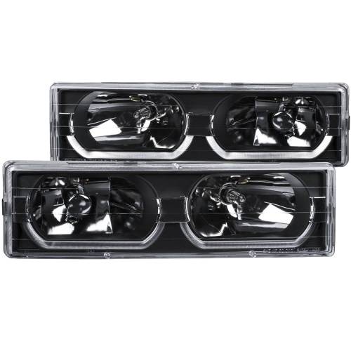 Anzo USA - 111299 | Anzo USA Crystal Headlights Black w/ Low - Brow (1988-1998 C,K1500, 2500 | 1988-2000 C,K3500 | 1992-1999 Suburban, Tahoe, Yukon)