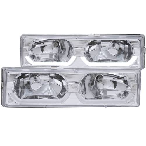 Anzo USA - 111300 | Anzo USA Crystal Headlights Chrome w/ Low - Brow (1988-1998 C,K1500 | 1988-2000 C,K3500 | 1992-1999 Suburban, Tahoe, Yukon)