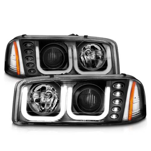 Anzo USA - 111303 | Anzo USA Projector Headlights w/ U-Bar Black (1999-2006 Sierra 1500, 2500, 3500 | 2000-2006 Yukon)