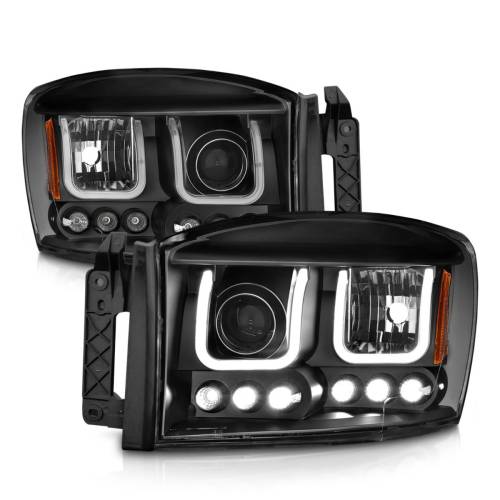 Anzo USA - 111314 | Anzo USA Projector Headlights w/ U-Bar Black (2006-2008 Ram 1500 | 2006-2009 Ram 2500, 3500)